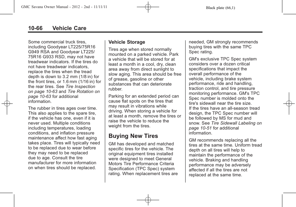 Buying new tires, Buying new tires -66 | GMC 2012 Savana User Manual | Page 332 / 424