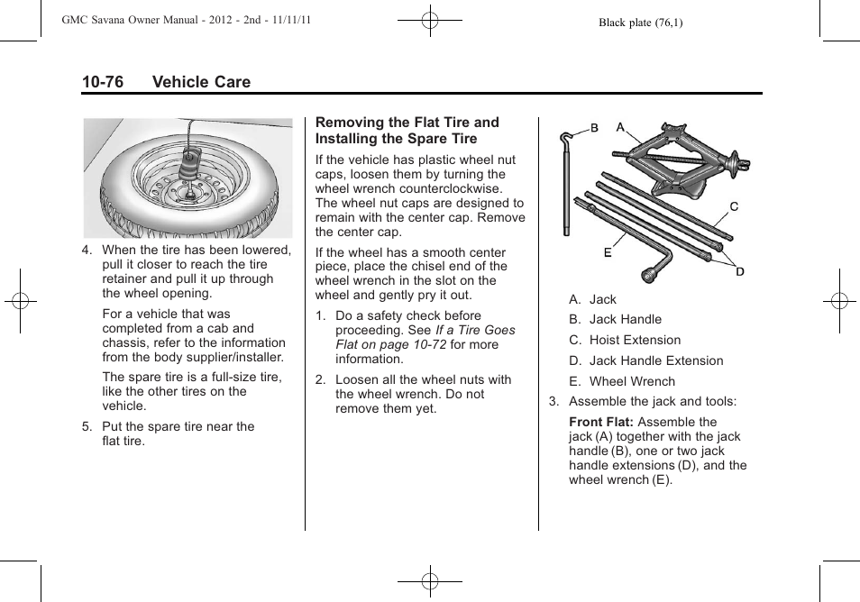 76 vehicle care | GMC 2012 Savana User Manual | Page 342 / 424