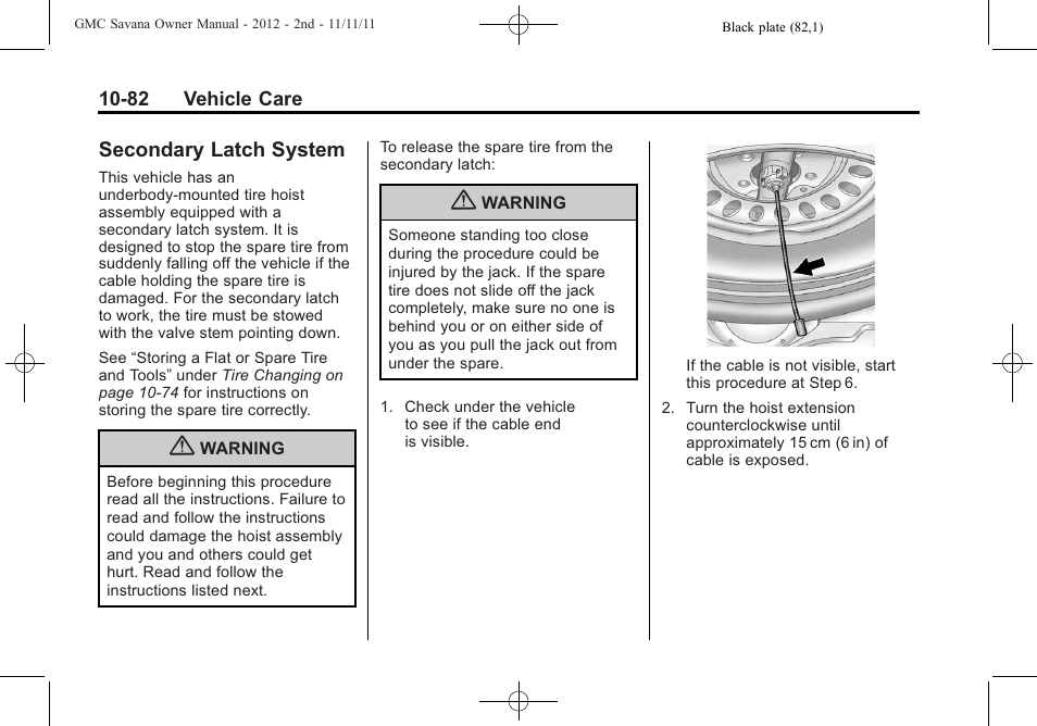 Secondary latch system, Secondary latch system -82 | GMC 2012 Savana User Manual | Page 348 / 424