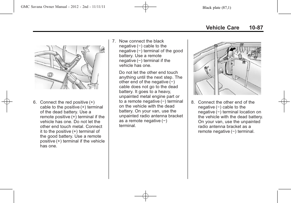 Vehicle care 10-87 | GMC 2012 Savana User Manual | Page 353 / 424