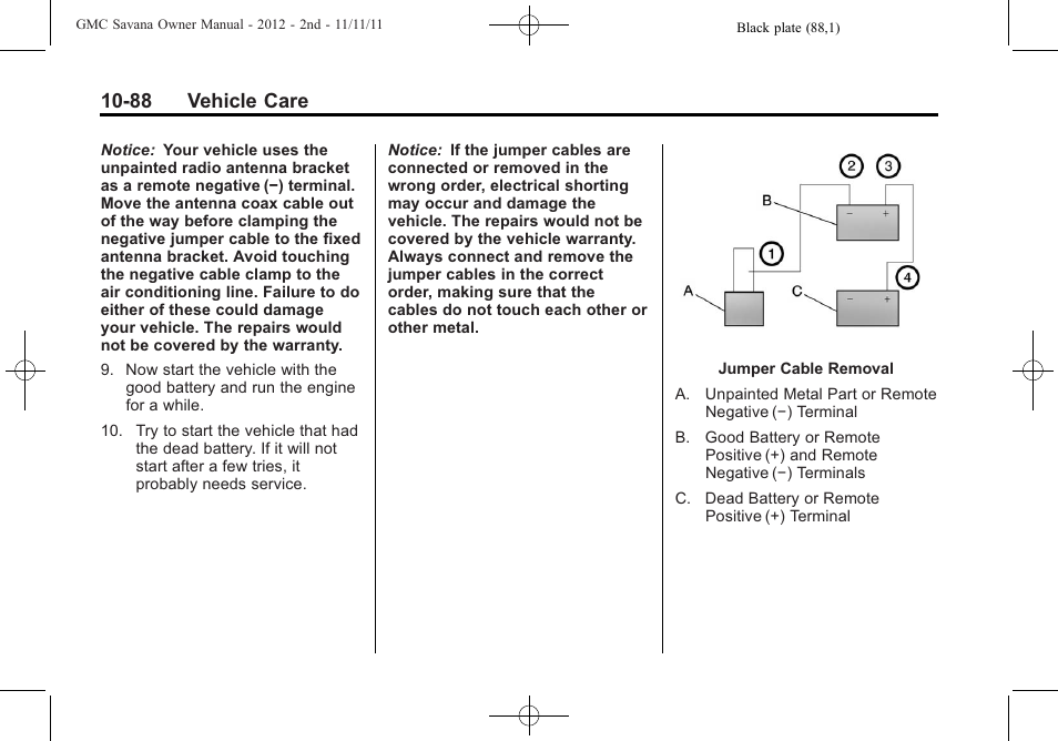 88 vehicle care | GMC 2012 Savana User Manual | Page 354 / 424