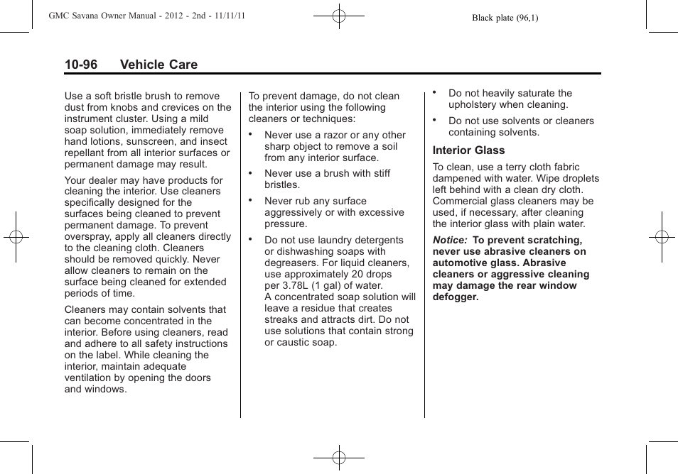 96 vehicle care | GMC 2012 Savana User Manual | Page 362 / 424