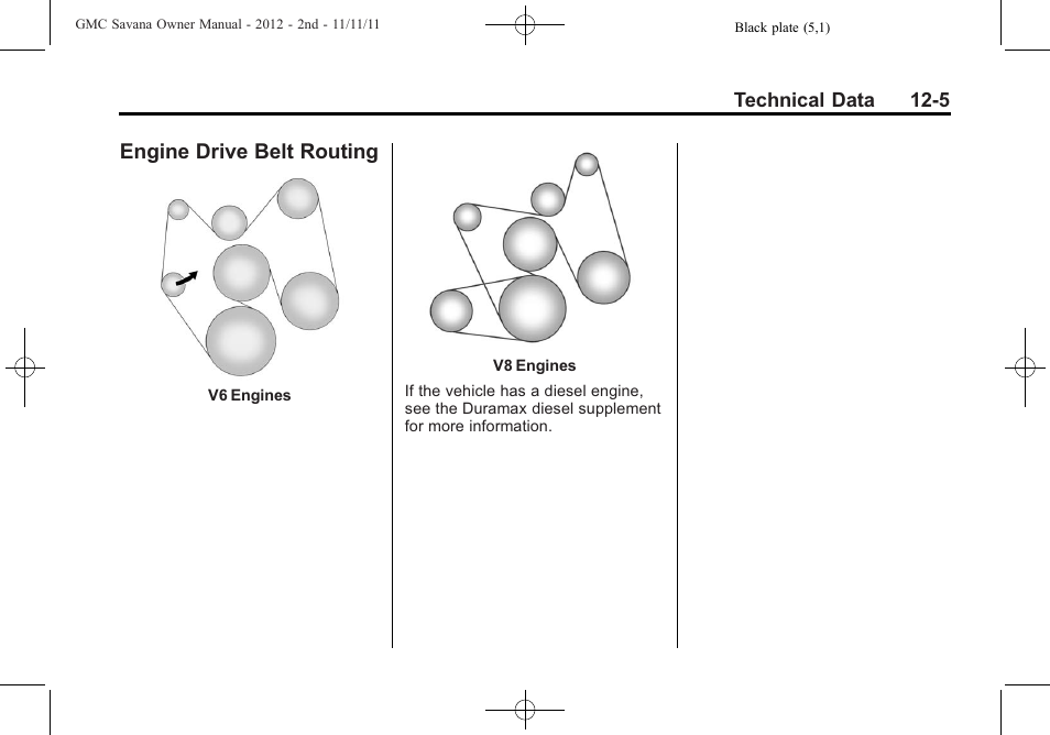 Engine drive belt routing, Engine drive belt routing -5 | GMC 2012 Savana User Manual | Page 387 / 424