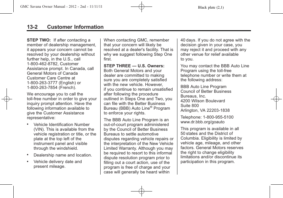 2 customer information | GMC 2012 Savana User Manual | Page 390 / 424