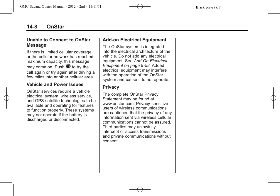 GMC 2012 Savana User Manual | Page 412 / 424