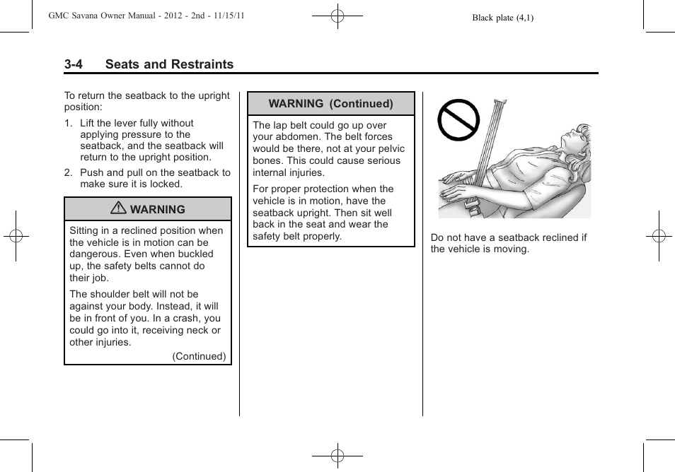 GMC 2012 Savana User Manual | Page 52 / 424