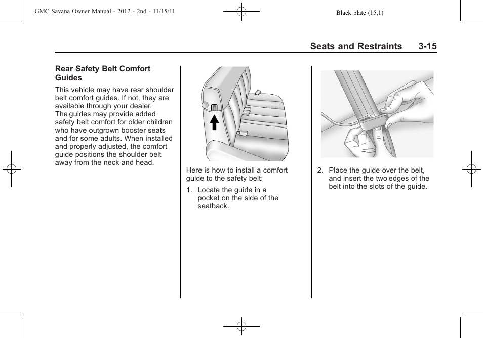 Seats and restraints 3-15 | GMC 2012 Savana User Manual | Page 63 / 424