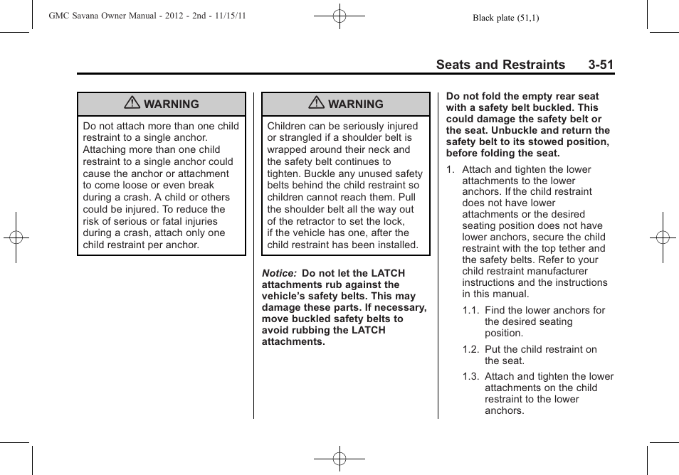 GMC 2012 Savana User Manual | Page 99 / 424