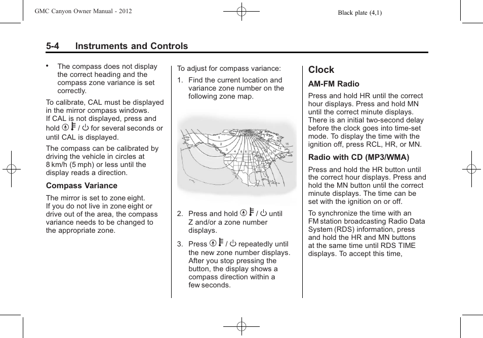 Clock, Clock -4 | GMC 2012 Canyon User Manual | Page 112 / 386