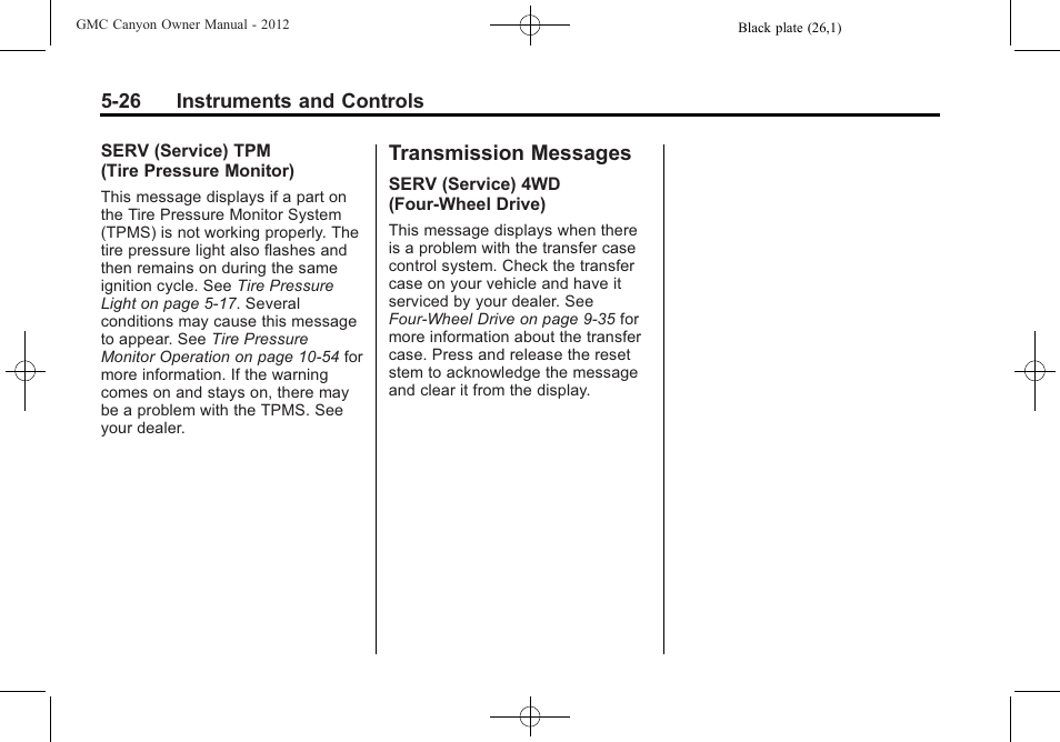 Transmission messages, Transmission messages -26 | GMC 2012 Canyon User Manual | Page 134 / 386