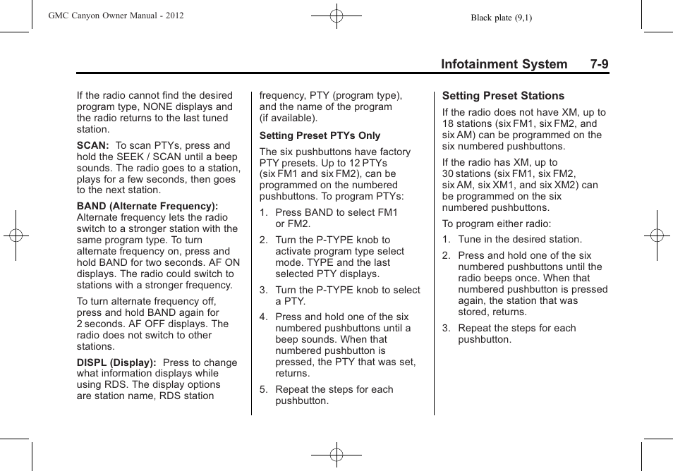 Infotainment system 7-9 | GMC 2012 Canyon User Manual | Page 151 / 386