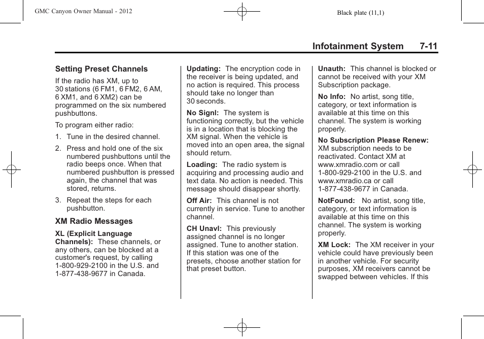 Infotainment system 7-11 | GMC 2012 Canyon User Manual | Page 153 / 386