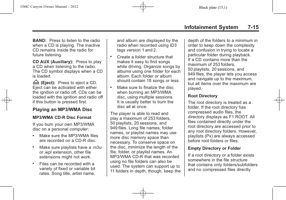 Infotainment system 7-15 | GMC 2012 Canyon User Manual | Page 157 / 386