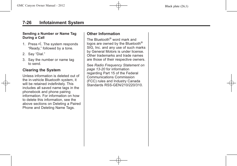 26 infotainment system | GMC 2012 Canyon User Manual | Page 168 / 386