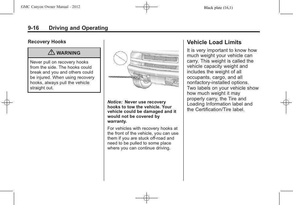 Vehicle load limits, Vehicle load limits -16, Automatic | GMC 2012 Canyon User Manual | Page 188 / 386