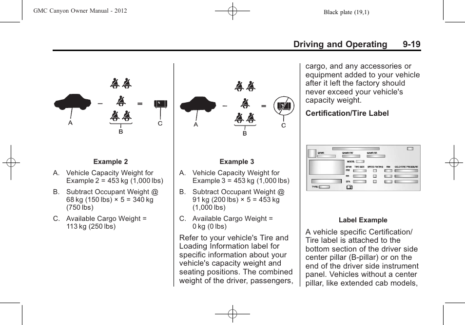 Driving and operating 9-19 | GMC 2012 Canyon User Manual | Page 191 / 386