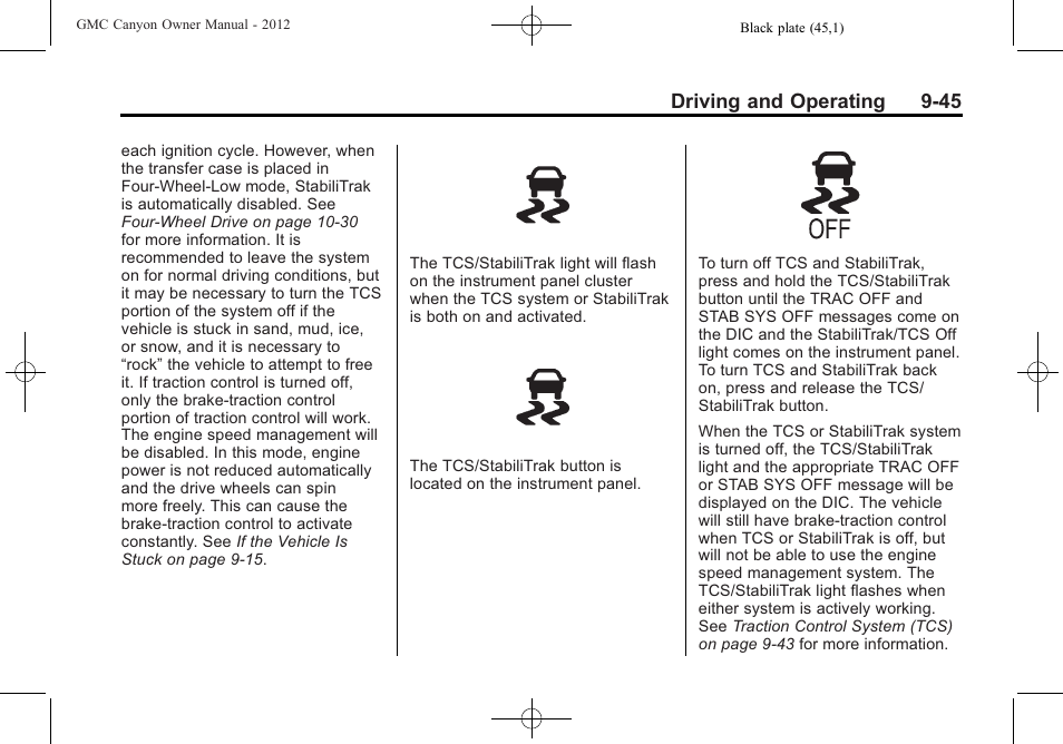 Driving and operating 9-45 | GMC 2012 Canyon User Manual | Page 217 / 386