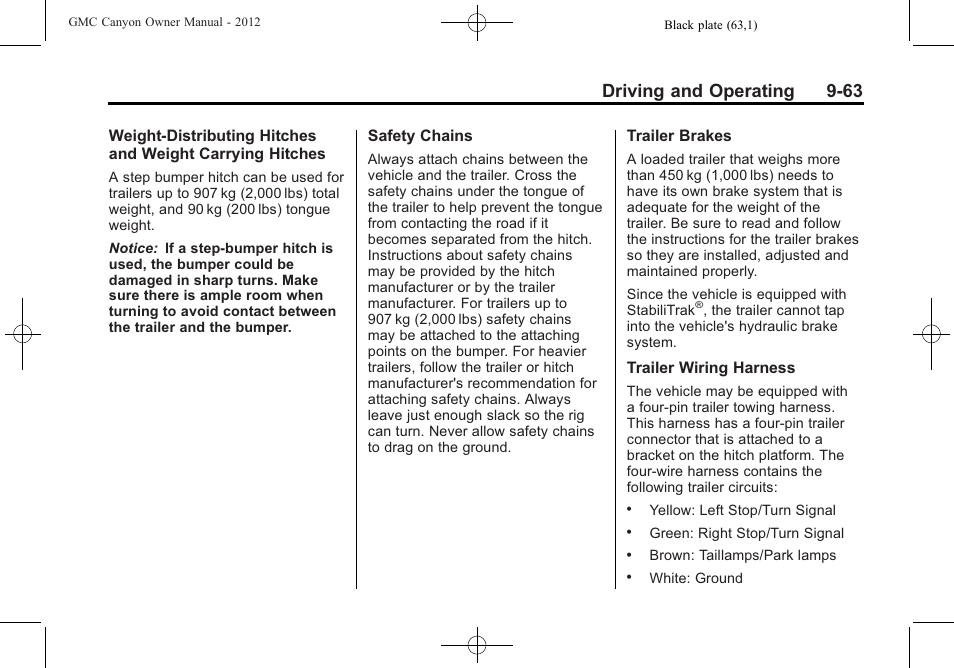 Driving and operating 9-63 | GMC 2012 Canyon User Manual | Page 235 / 386