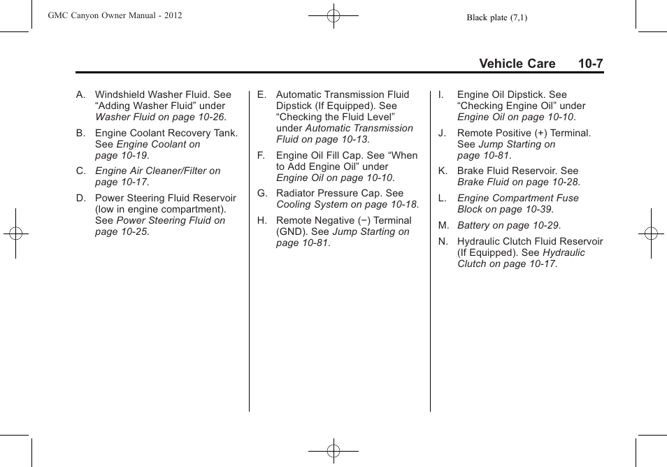 Vehicle care 10-7 | GMC 2012 Canyon User Manual | Page 243 / 386