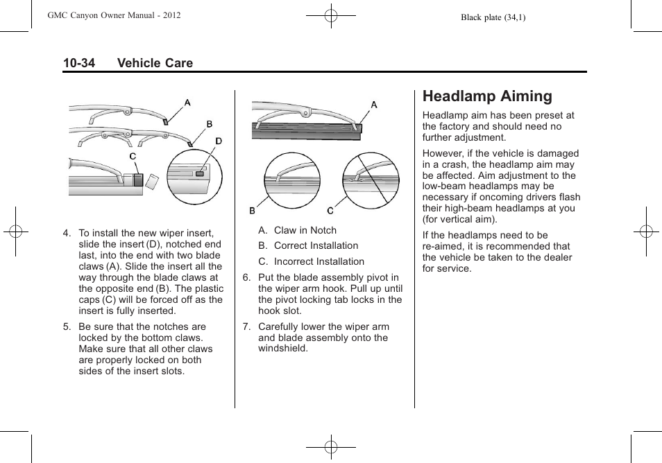 Headlamp aiming, Aiming -34 | GMC 2012 Canyon User Manual | Page 270 / 386