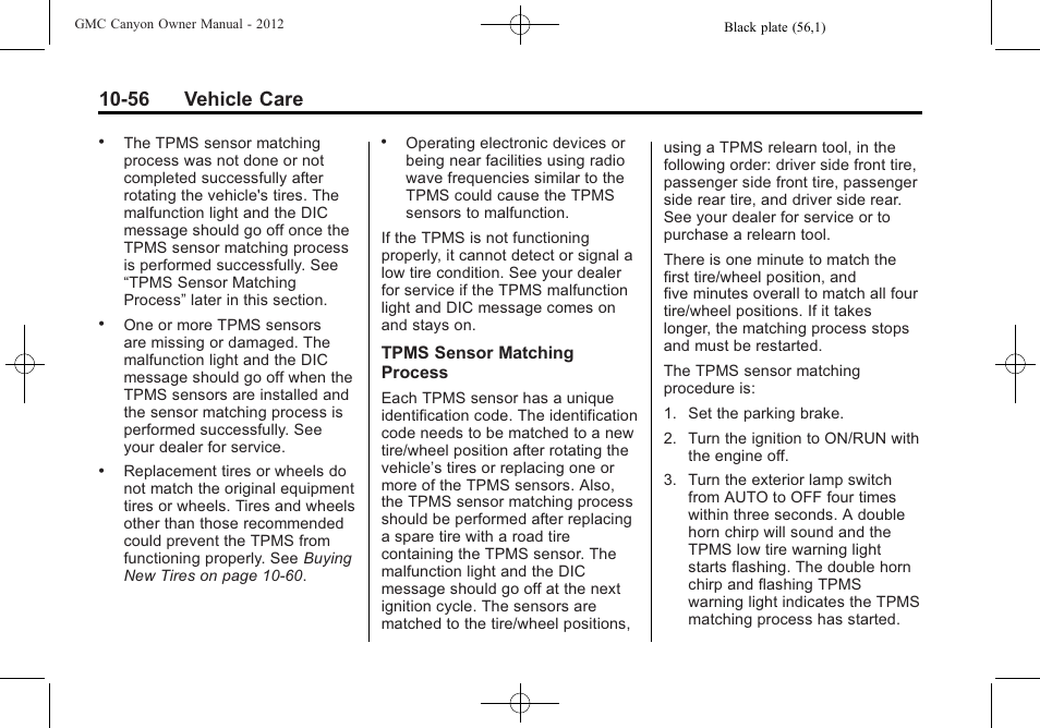 56 vehicle care | GMC 2012 Canyon User Manual | Page 292 / 386