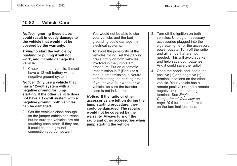 82 vehicle care | GMC 2012 Canyon User Manual | Page 318 / 386