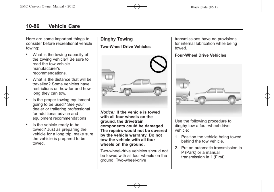 86 vehicle care | GMC 2012 Canyon User Manual | Page 322 / 386