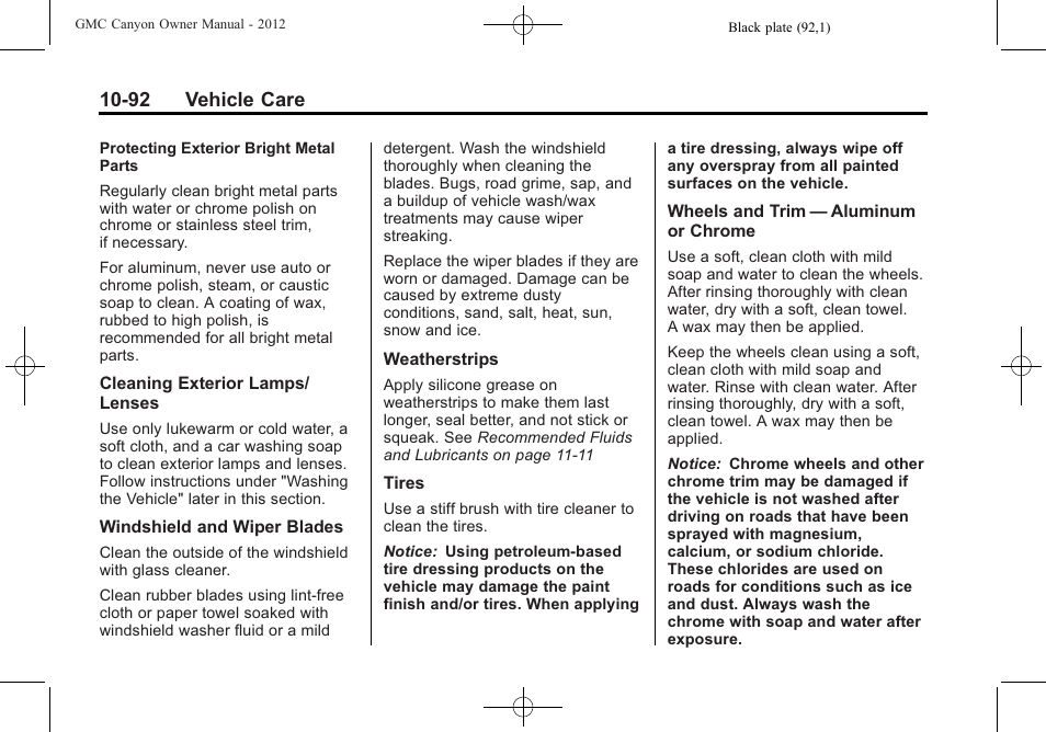 92 vehicle care | GMC 2012 Canyon User Manual | Page 328 / 386