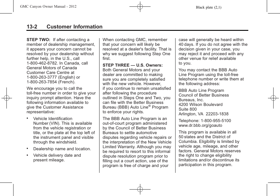 2 customer information | GMC 2012 Canyon User Manual | Page 356 / 386