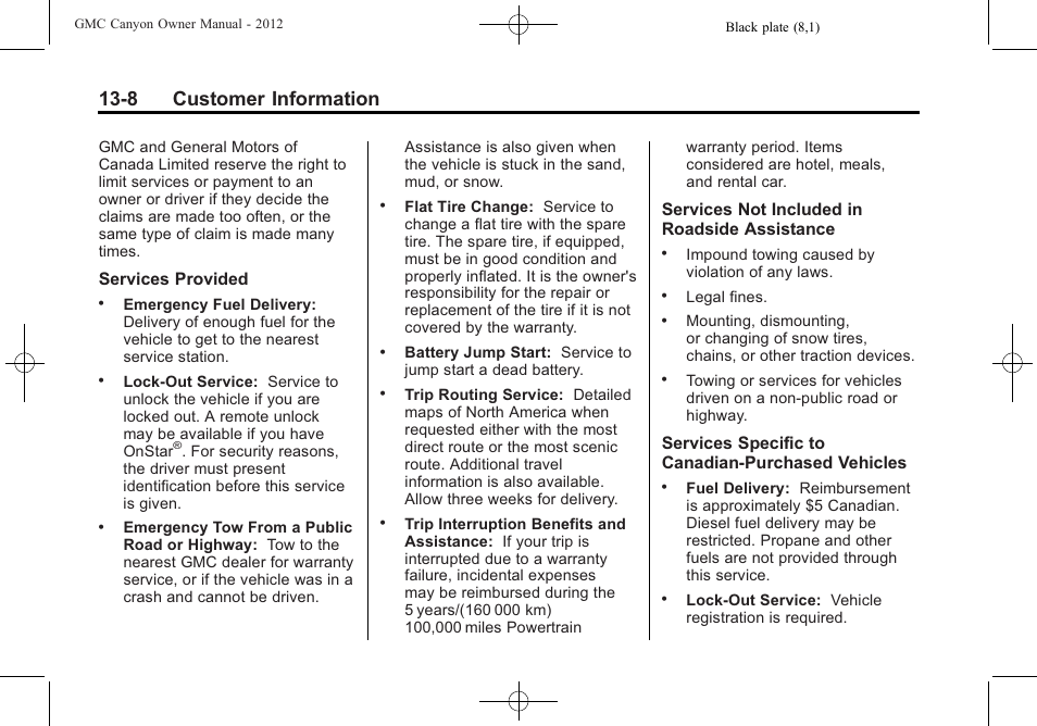 8 customer information | GMC 2012 Canyon User Manual | Page 362 / 386