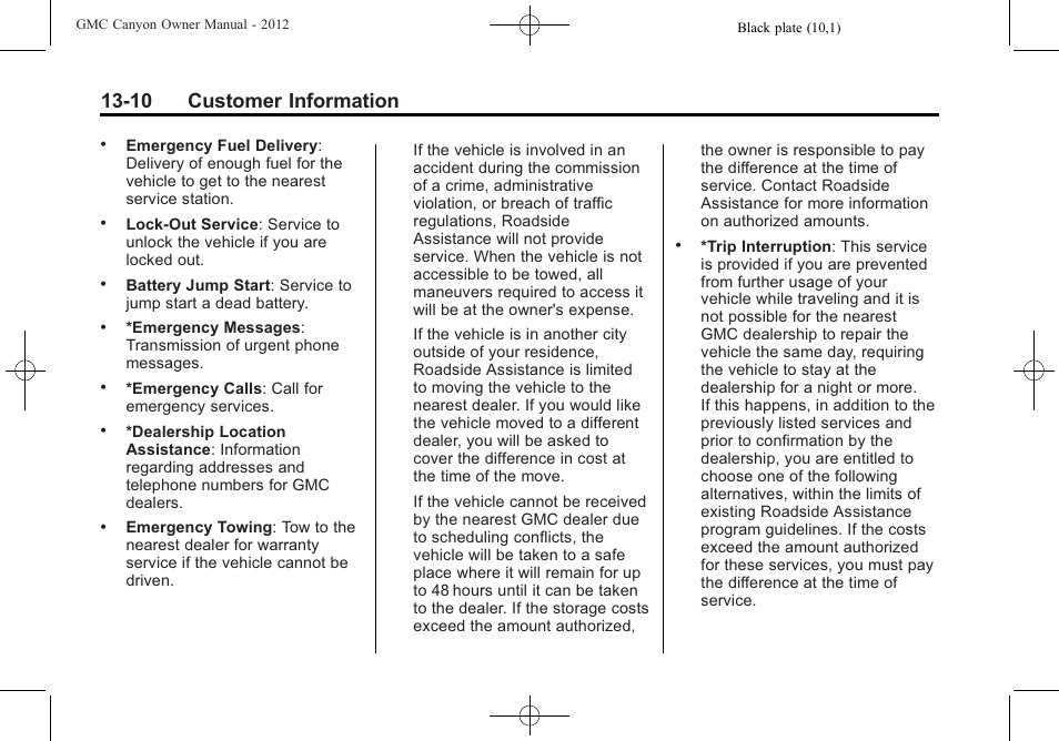 10 customer information | GMC 2012 Canyon User Manual | Page 364 / 386