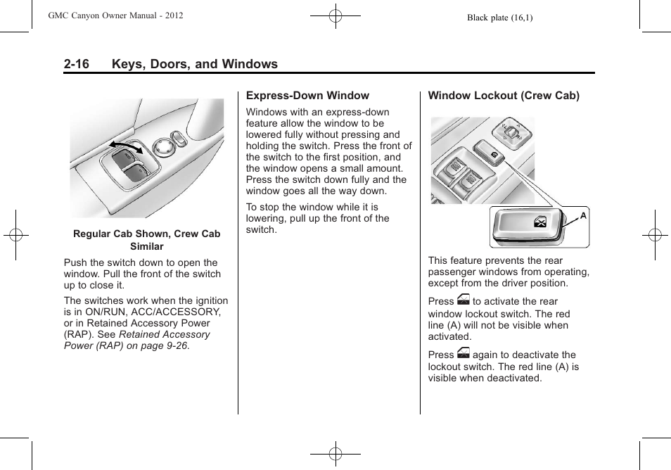 GMC 2012 Canyon User Manual | Page 42 / 386