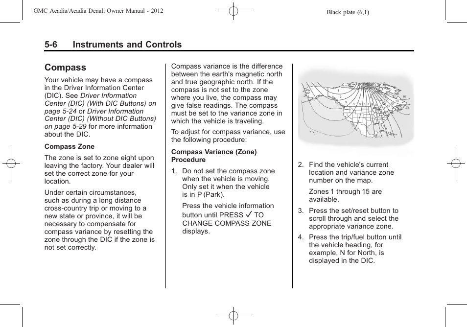 Compass, Compass -6 | GMC 2012 Acadia User Manual | Page 122 / 456