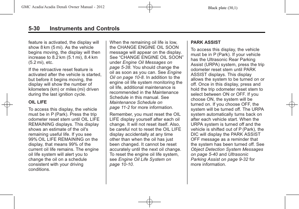 30 instruments and controls | GMC 2012 Acadia User Manual | Page 146 / 456