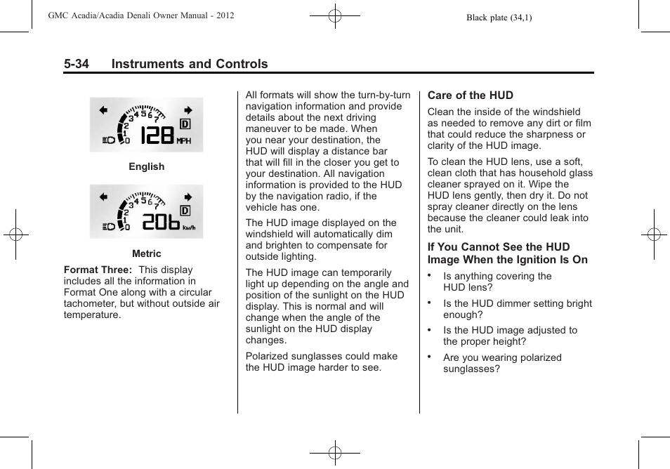 34 instruments and controls | GMC 2012 Acadia User Manual | Page 150 / 456