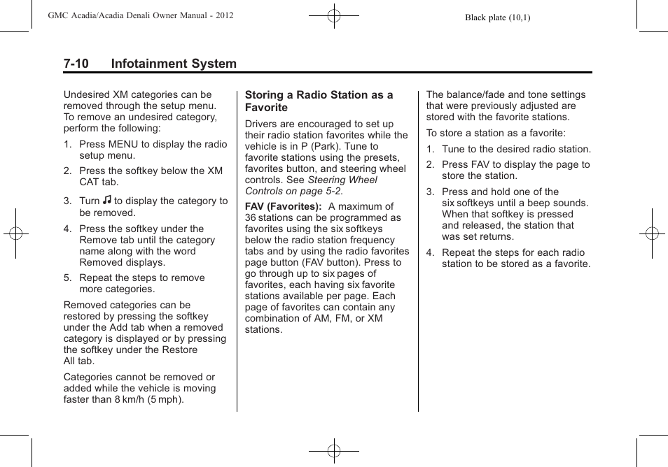 10 infotainment system | GMC 2012 Acadia User Manual | Page 190 / 456