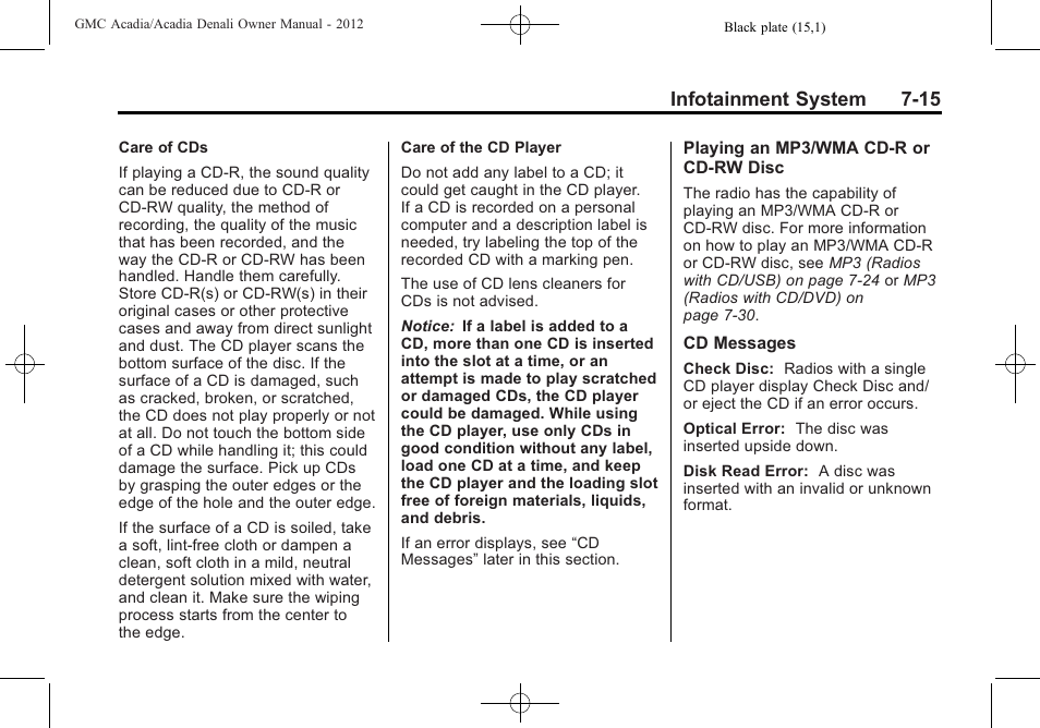 Infotainment system 7-15 | GMC 2012 Acadia User Manual | Page 195 / 456