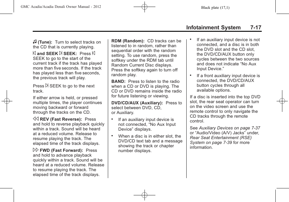 Infotainment system 7-17 | GMC 2012 Acadia User Manual | Page 197 / 456