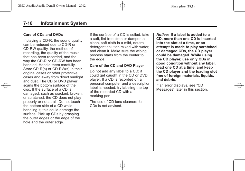 18 infotainment system | GMC 2012 Acadia User Manual | Page 198 / 456