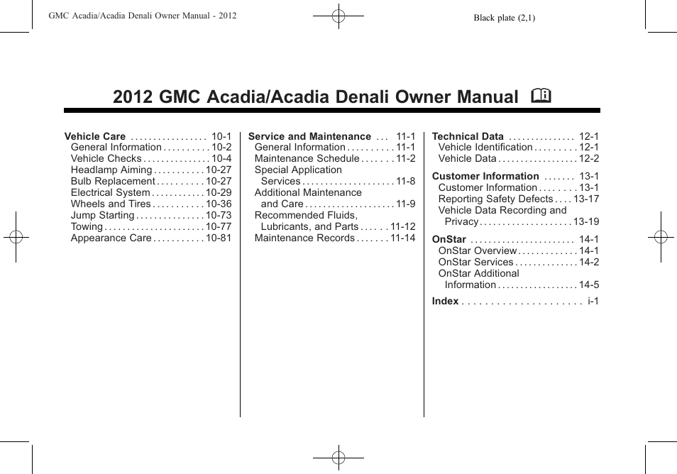 2012 gmc acadia/acadia denali owner manual m | GMC 2012 Acadia User Manual | Page 2 / 456
