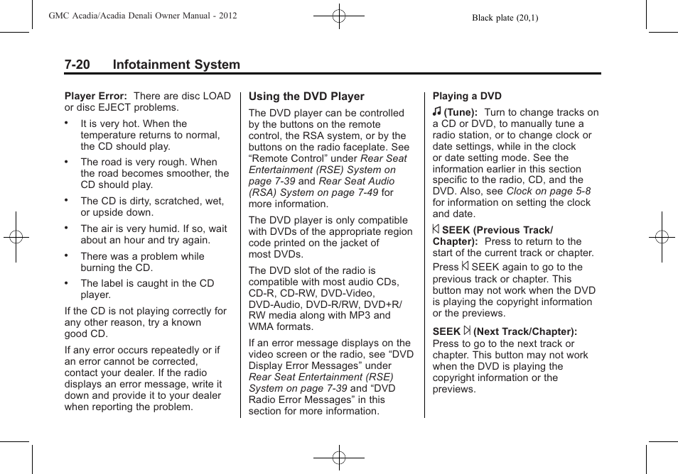 20 infotainment system | GMC 2012 Acadia User Manual | Page 200 / 456