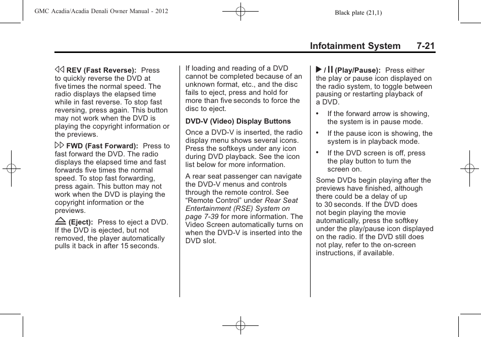 Infotainment system 7-21 | GMC 2012 Acadia User Manual | Page 201 / 456