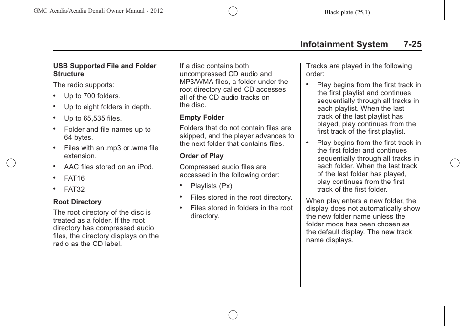 Infotainment system 7-25 | GMC 2012 Acadia User Manual | Page 205 / 456