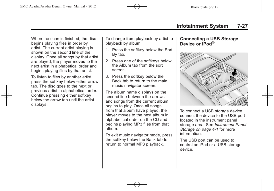 Infotainment system 7-27 | GMC 2012 Acadia User Manual | Page 207 / 456