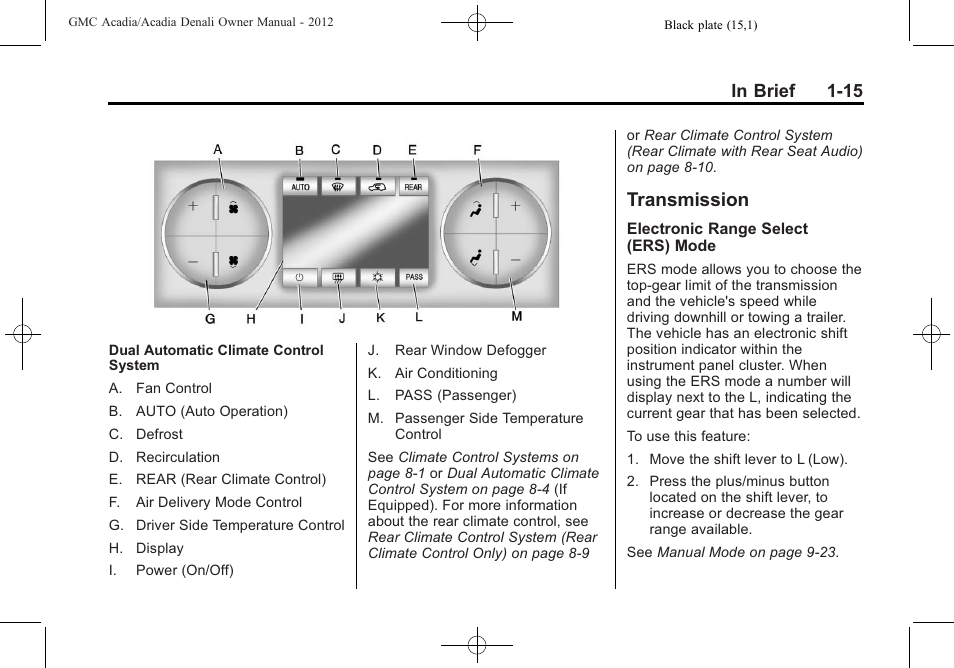 Transmission, Transmission -15 | GMC 2012 Acadia User Manual | Page 21 / 456