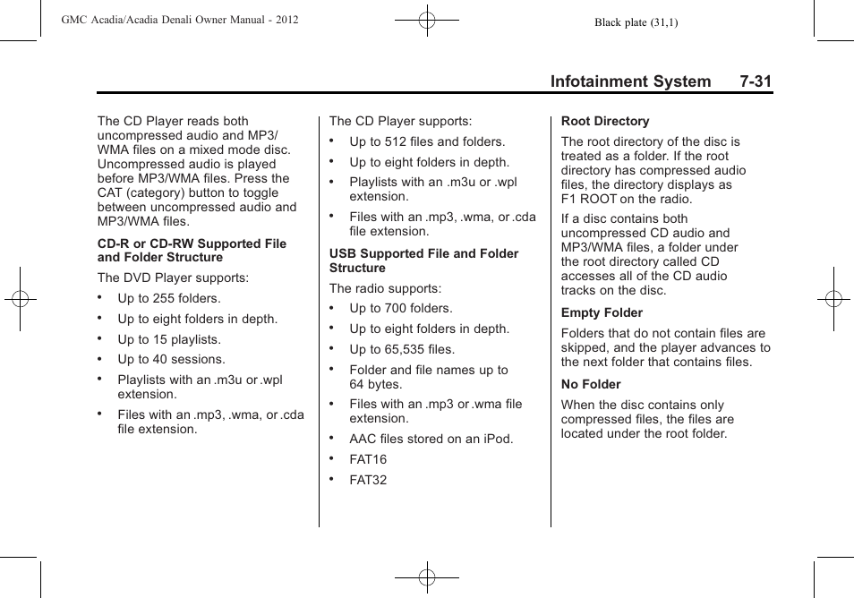 Infotainment system 7-31 | GMC 2012 Acadia User Manual | Page 211 / 456