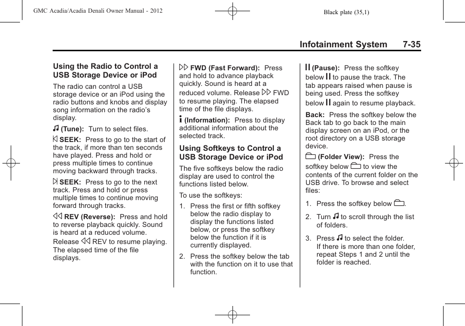 GMC 2012 Acadia User Manual | Page 215 / 456