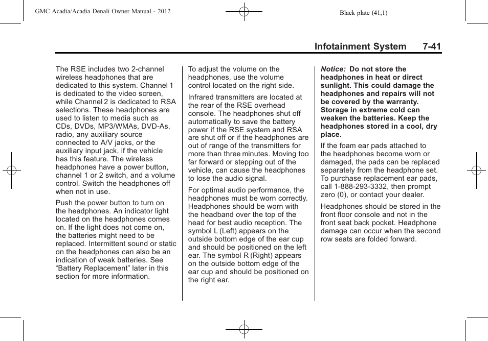 Infotainment system 7-41 | GMC 2012 Acadia User Manual | Page 221 / 456