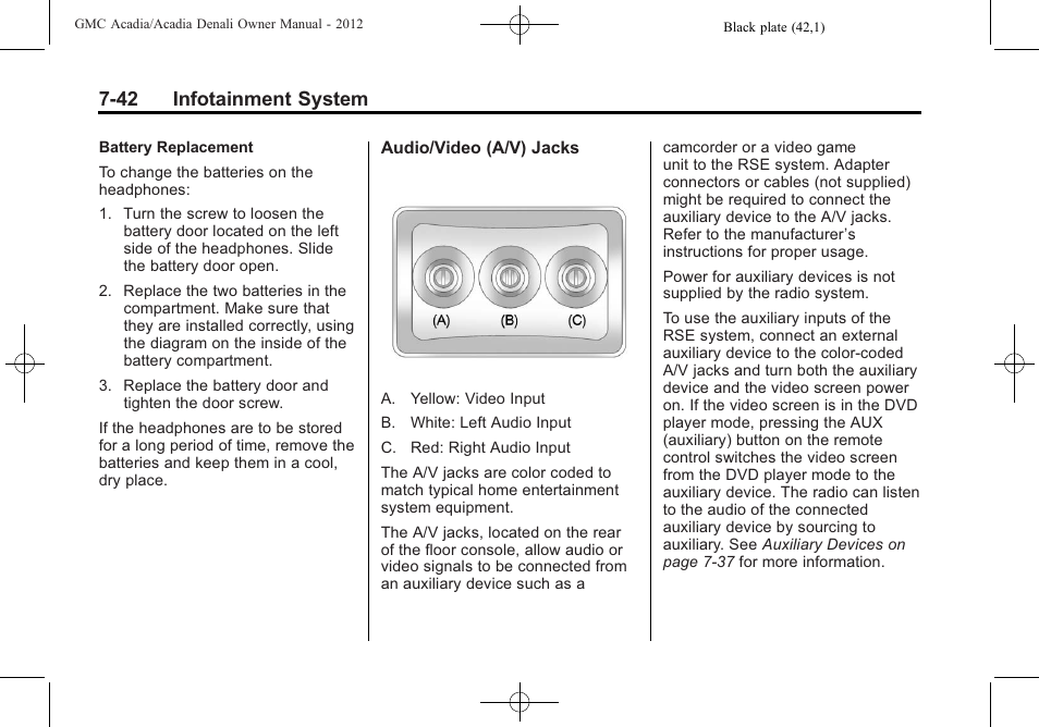 42 infotainment system | GMC 2012 Acadia User Manual | Page 222 / 456