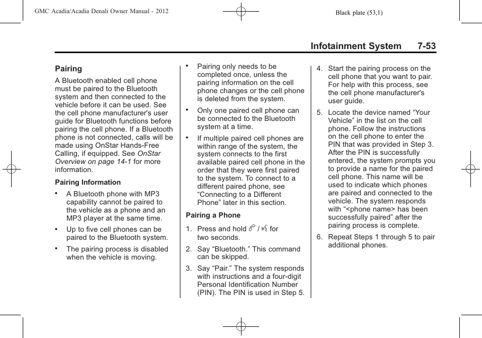 Infotainment system 7-53 | GMC 2012 Acadia User Manual | Page 233 / 456